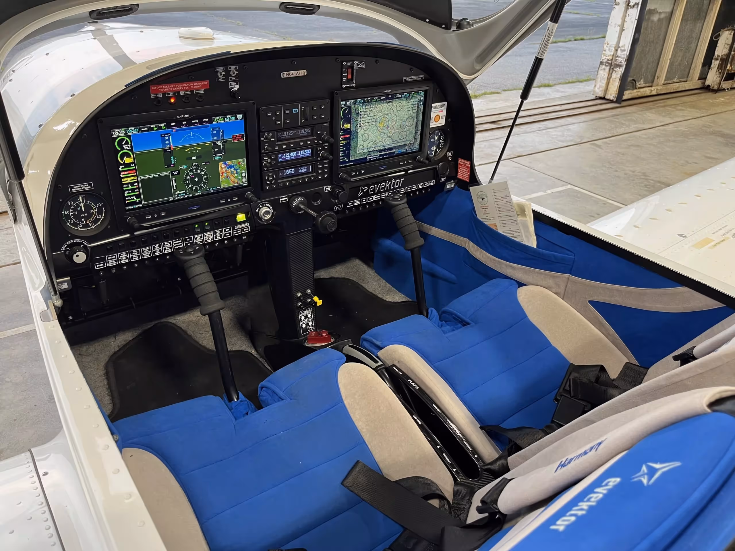Student pilot flying in a glass cockpit aircraft