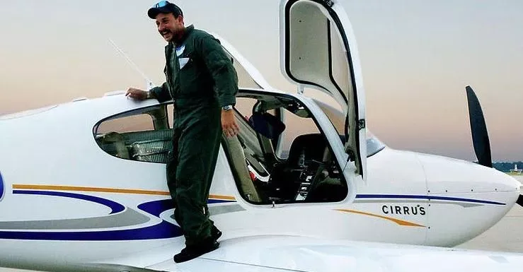 King Air aircraft landing with passenger at controls
