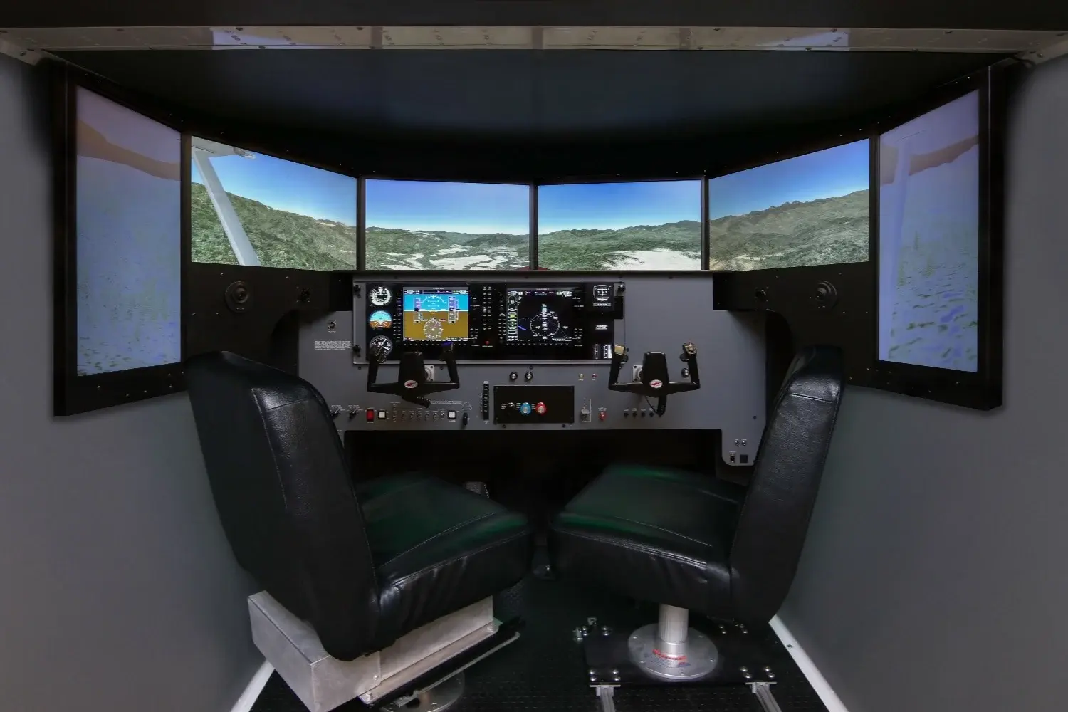 Student using the Redbird MCX flight simulator at Hawkins Flight Academy