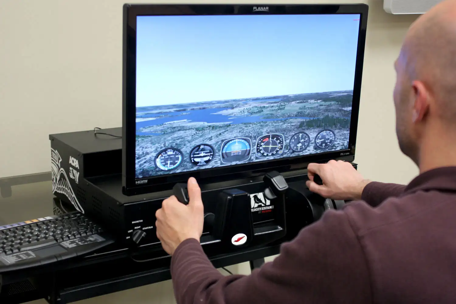 High-tech Redbird MCX Jay Velocity simulator used for pilot certification