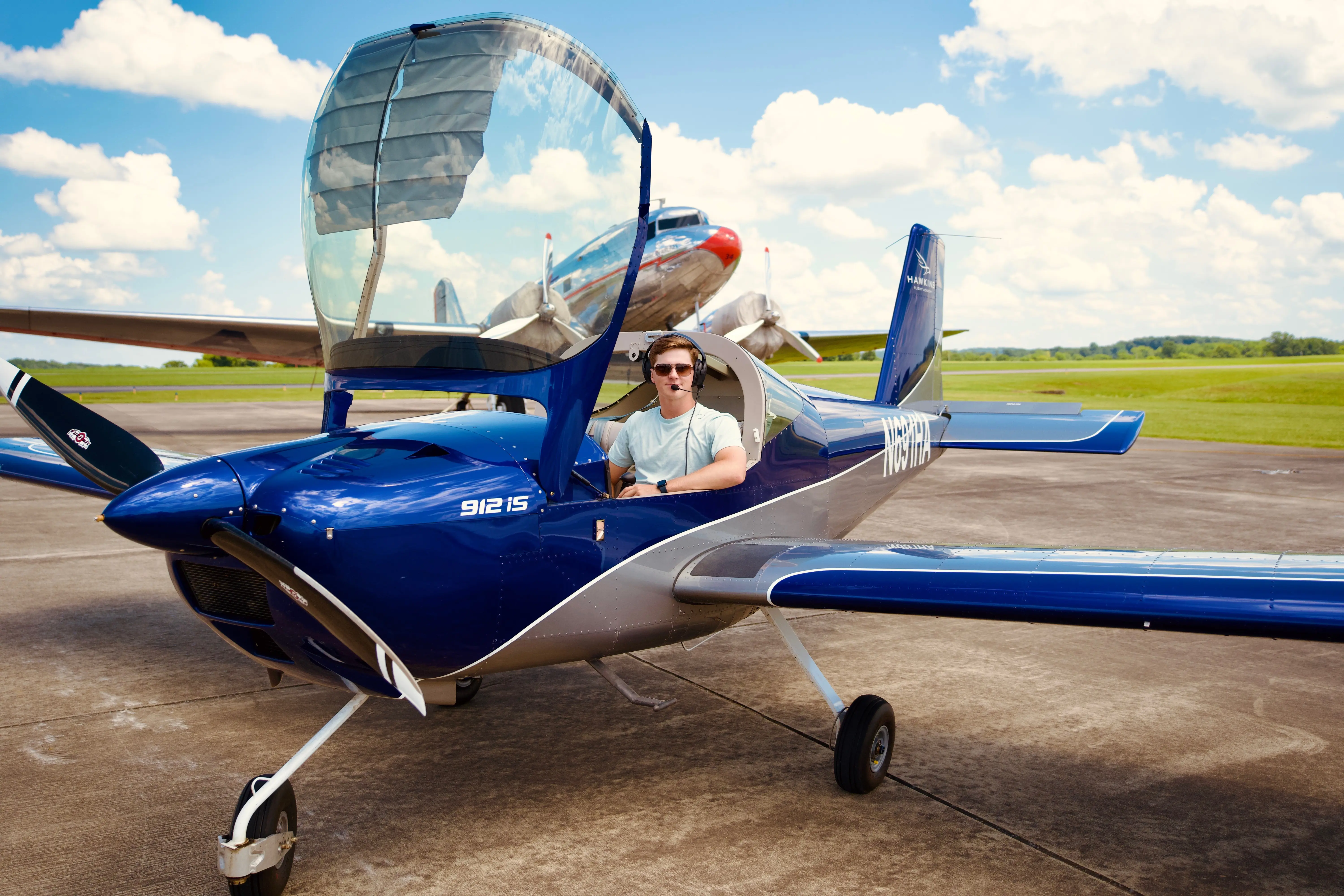 Student pilot in advanced aircraft at Hawkins Flight Academy