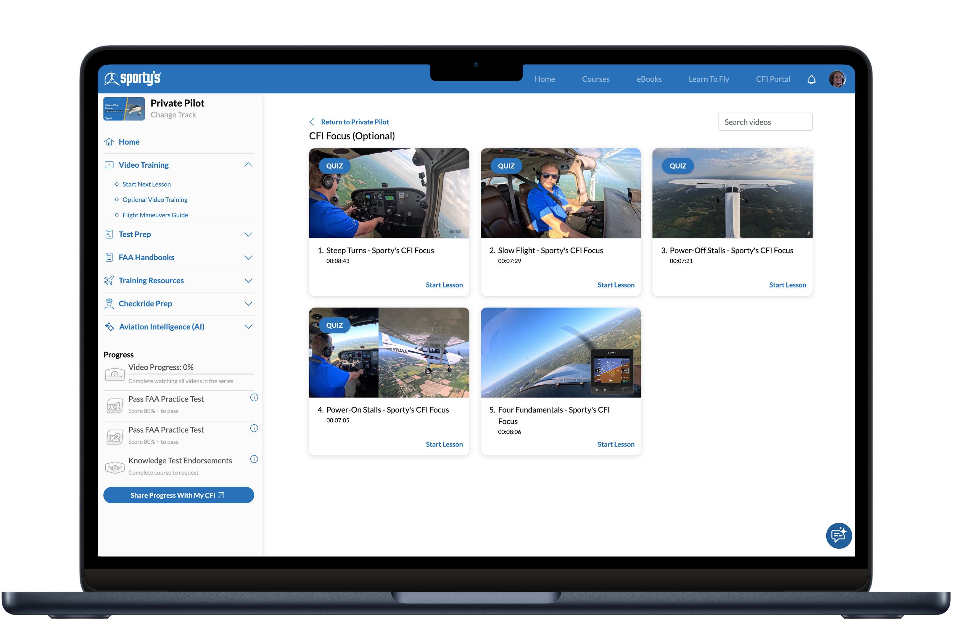 Sporty's CFI Focus flight training lessons